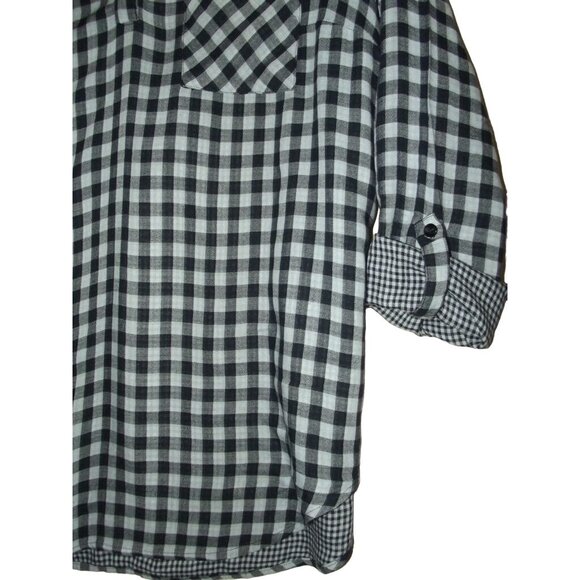 Christopher & Banks Blouse Womens Large Blue Plaid tunic v-neck rayon country - Picture 9 of 15